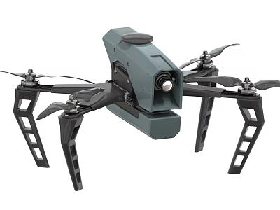 Professional Aerial Drone With Gray Body Camera And Black Landing Gear 3d model
