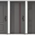Modern Security Doors With Three Different Panel Designs And Steel Construction 3d model