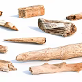 Natural Stone And Wood Decorative Pieces With Various Shapes And Textures