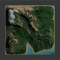 3D Natural Garden Landscape With Snow Capped Mountains Rivers And Coastal Beach