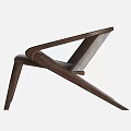 Elegant Modern Single Chair With Curved Wooden Armrests And Leather Seat