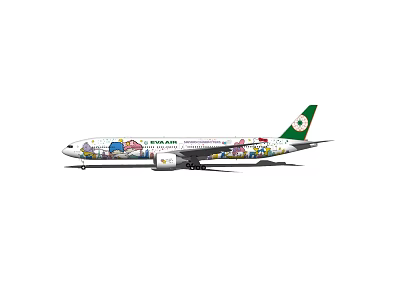 Passenger Plane With Colorful Cartoon Art On Fuselage And Tail 3d model