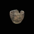 Ancient Broken Clay Pottery Bowl With Cracked Surface And Worn Texture 3d model