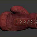 Red Leather Boxing Glove With White Laces On Dark Background