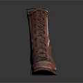 Brown Leather Lace Up Boots With Classic Design And Square Heel For Vintage Style
