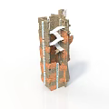 Building Wall Section View With Bricks Steel Reinforcement And Structural Layers