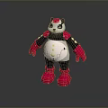 Cute Tech Inspired Animated Game Character With Gray Body Pink Gloves And Silver Mechanical Parts