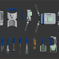 Collection of Medical Instruments Featuring Blue White Yellow Precision Tools And Devices