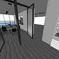 Modern Public Office Space Interior With Cubicles Computers Desks And Lighting 3d model