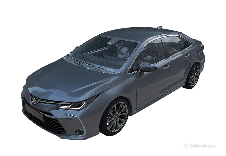 Gray Four Door Sedan With Streamlined Body Design And Alloy Wheels Front Grille 3d model 