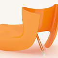 Stylish Orange Modern Leisure Chair With Curved Glossy Design And White Legs