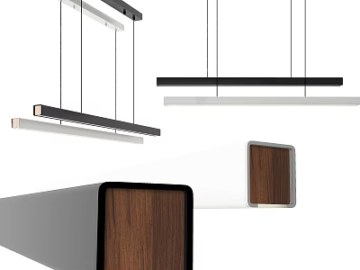 Modern Pendant Lights With Black White Finish And Walnut Wood Accents 3d model