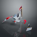 Toy Model Airplane With Red White Black And Yellow Striped Design