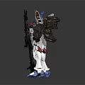 White Blue Red Gundam Model With Mechanical Details And Weapon In Hand