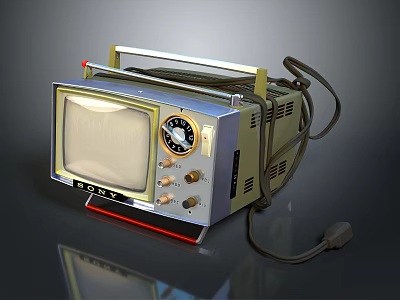 Vintage Sony Portable Computer Monitor With Metal Case Control Knobs And Screen 3d model