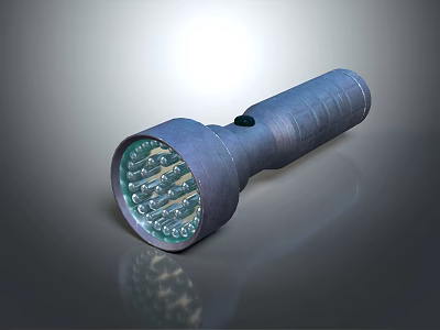 Handheld LED Flashlight With Multiple Bright Bulbs And Ergonomic Handle Design 3d model