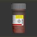 Red Capsule Shaped Food Snack in Transparent Bottle with White Label