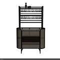 Elegant Modern Wine Cabinet With Rattan Panels Upper Stemware Rack And Storage Shelves