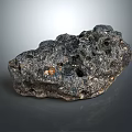 Unique Natural Dark Gray Stone Ornament With Porous Surface And Rough Texture