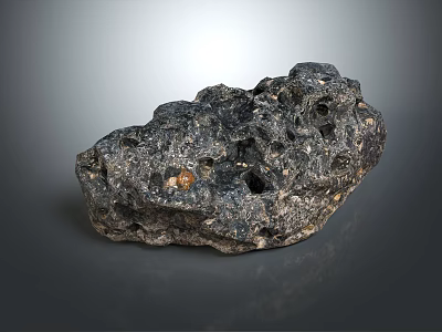 Unique Natural Dark Gray Stone Ornament With Porous Surface And Rough Texture 3d model