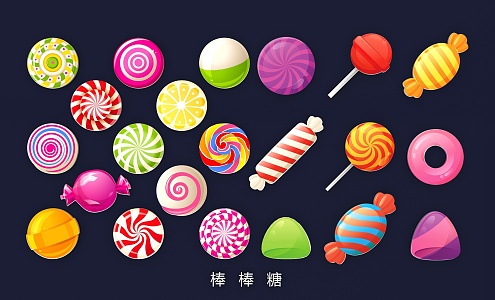 Children's Lollipop Candy Cartoon Cute Hand-painted 2D Pattern Illustration 3d model