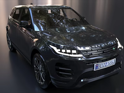 Black Land Rover SUV with Modern Design LED Headlights and Black Alloy Wheels 3d model