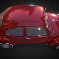 Red Vintage Beetle Car with Illuminated Wheels and Classic Body Design
