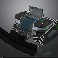 Tracked Utility Vehicle With Front Blade Transparent Cabin And Blue White Black Design