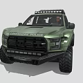 Green Los Angeles SWAT Tactical Pickup Truck With Roof Rack And Off Road Tires
