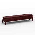 Dark Red Wooden TV Stand With Carved Patterns And Classic Leg Design