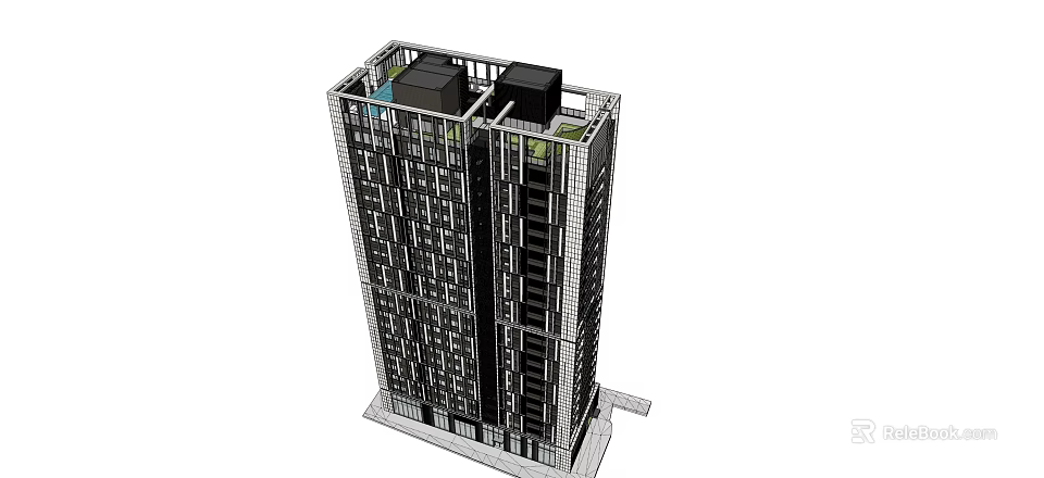 Modern High Rise Building 3D Model With Facade Design And Balconies 3d model 