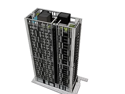 Modern High Rise Building 3D Model With Facade Design And Balconies 3d model