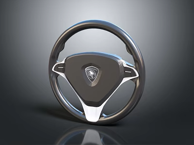 Luxury Modern Car Steering Wheel With Central Logo And Sleek Metallic Accents 3d model