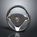 Luxury Modern Car Steering Wheel With Central Logo And Sleek Metallic Accents