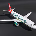 White and Green PUREGOLD Airliner with Red Tail Fin and Brand Logo