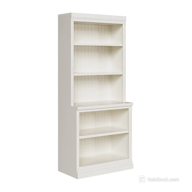 White Modern Bookcase With Open Shelves And Multiple Storage Layers For Home 3d model