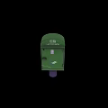 Green Post Box With Chinese Characters And Purple Base Design