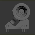 Mechanical Support Structure With Two Wheels And Base On Gray Background 3d model