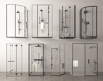 Shower shower partition shower towel rack 3d model