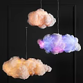 Colorful Cloud Shaped Chandelier with Pink Blue Purple Hues Soft Light Decorative for Modern Home