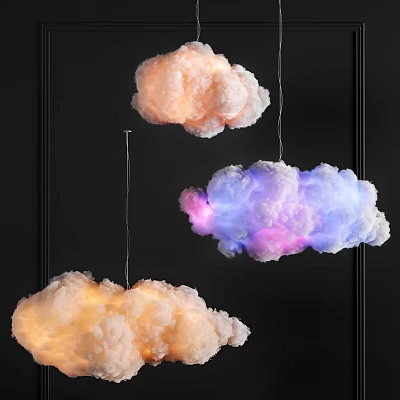 Colorful Cloud Shaped Chandelier with Pink Blue Purple Hues Soft Light Decorative for Modern Home 3d model