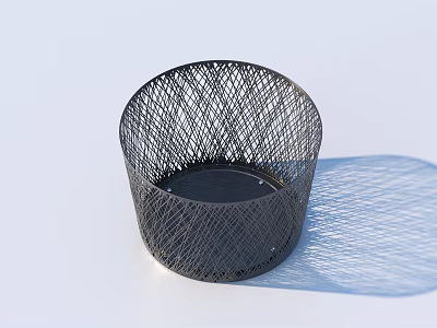 Black Wire Mesh Round Storage Basket With Modern Design For Home Organizing 3d model