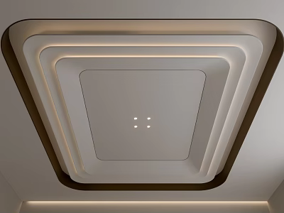 Modern Layered Ceiling Design With Recessed LED Strip And Square Panel Light 3d model