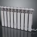 White Cast Iron Radiator With Vertical Fins And Classic Heating Design