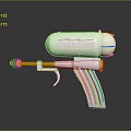 Futuristic Metallic Weapon With Silver Finish Transparent Section And Orange Accent MEMEAPOCALYPSE Label