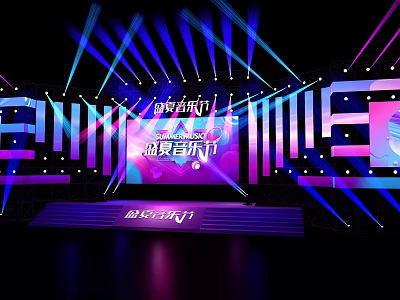 Vibrant Summer Music Festival Stage With Colorful Lighting 3d model