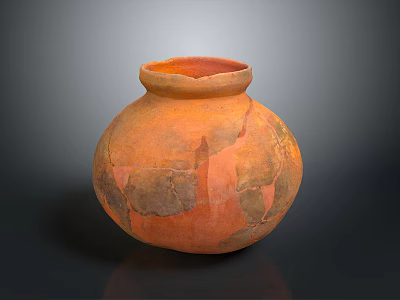 Traditional Handcrafted Pottery Sculpture with Orange Brown Color and Cracked Surface 3d model