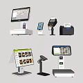 Modern cash register cash register scale electronic scale two-dimensional code scanner card reader POS machine supermarket convenience store 3d model