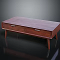 Wooden Coffee Table With Two Drawers And Slim Legs Minimalist Design