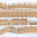 Wooden Landscape Bridges With Various Curved And Straight Designs And Railings